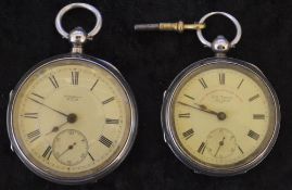 2 silv pocket watches with Champagne dials, Finsbury WTB (Chester 1888) & J G Graves, Sheffield 'The