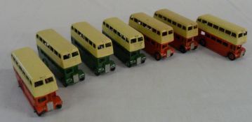 7 Dinky die cast buses (2 with leyland radiators)