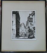 'Rue Porte au Berges, Caen' framed etching signed in pencil Stanley Anderson (1884-1966) 44cm x 50