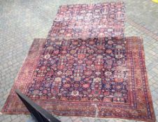 Lge old Persian  style carpet cut into 2 pieces (4.07m by 3.25m + 3.03m by 2.48m)