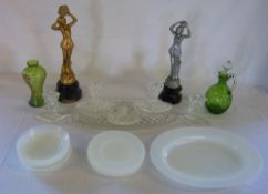 Various items inc glass dressing table set & trophies