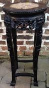Oriental plant stand with quartz top & ornate carving