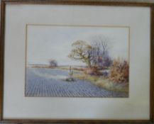 Watercolour of Farmer in field signed Alexandra Molyneux-Stannard (1878-1975) 51 cm x 40.5 cm