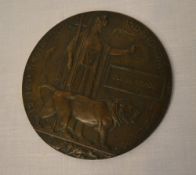 Bronze death penny marked 'Oliver Wragg'