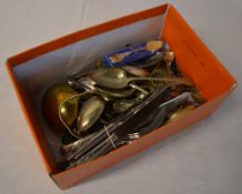 Box of SP inc spoons, knives, forks etc