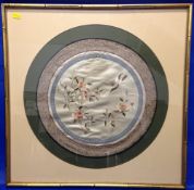 Frame circular Oriental silk 63cm by 63cm