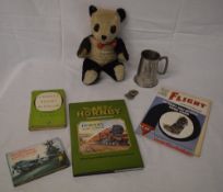 Pewter tankard, soft toy, various books etc