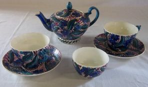 Teapot, sugar bowl & cups and saucers by J Selwyn Dunn