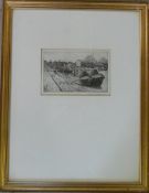 'River bank' framed etching signed bottom right Bernard John Miffin 36 cm x 46 cm
