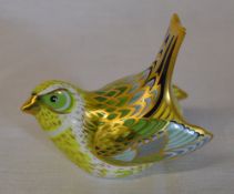 Royal Crown Derby Greenfinch with gold stopper