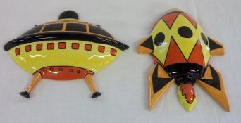 Lorna Bailey 'Rocket' and 'UFO' wall plaques
