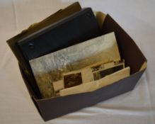 Box of assorted postcards, photographs etc