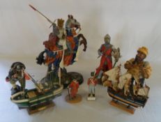 Various ships & Knight figurines etc