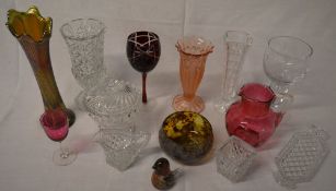 Glassware inc coloured glass, cranberry glass etc