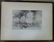 'Paris Barges' framed etching signed bottom left in pencil Sydney Tushingham (1888-1968) 55 cm x