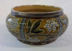 Doulton Lambeth style bowl with silver rim marked Chester