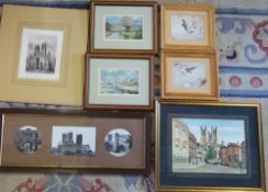 Various prints inc Lincoln Cathedral