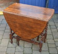 Oak gate leg table with barley twist legs