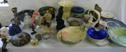 Various ceramics & glass inc silver topped glass jar Birmingham 1905 (2 boxes)