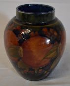 Moorcroft pomegranate design vase H 19.5 cm green signature to base