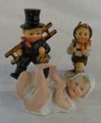 Bisque baby & 2 Goebel figurines (one Hummel)