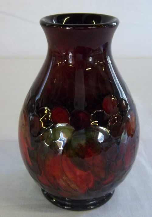 Moorcroft flambe leaf & berry vase signed W Moorcroft h 15.5 cm