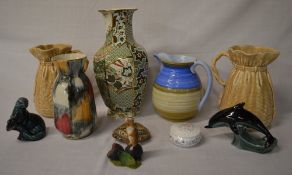 Mason's vase, Shelley jug, 2 Falconware jugs, Border Fine Arts mouse figure etc