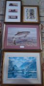 Various prints inc The Wildlife of Jura 'Brown Trout' by Brian Rawlings