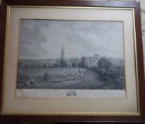 Black & White engraving of North west prospect of the town of Louth by Benjamin Howlett after Thomas