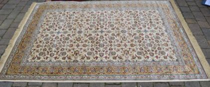 Ivory Kashmir rug with all over design 240cm x 156cm