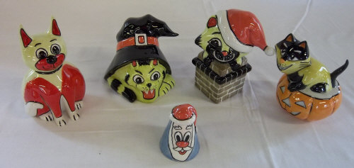 Lorna Bailey cat figures inc Christmas & Halloween