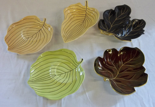 Various Carlton ware leaf plates inc Rouge Royale & Pinstripe designs