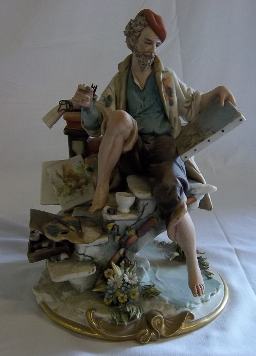 Lg Capodimonte porcelain figurine of an artist h 26cm