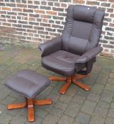 Styles faux leather lounge chair & stool