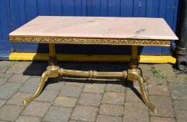 Brass & marble top coffee table