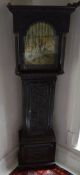 Carved oak Geo III oak case 8 day long case clock with brass dial maker William Bird Seagrave carved