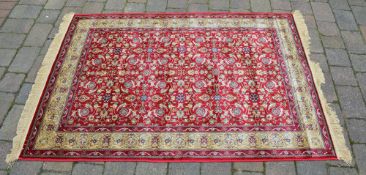 Red Kashmir rug with all over design 180 x 117cm
