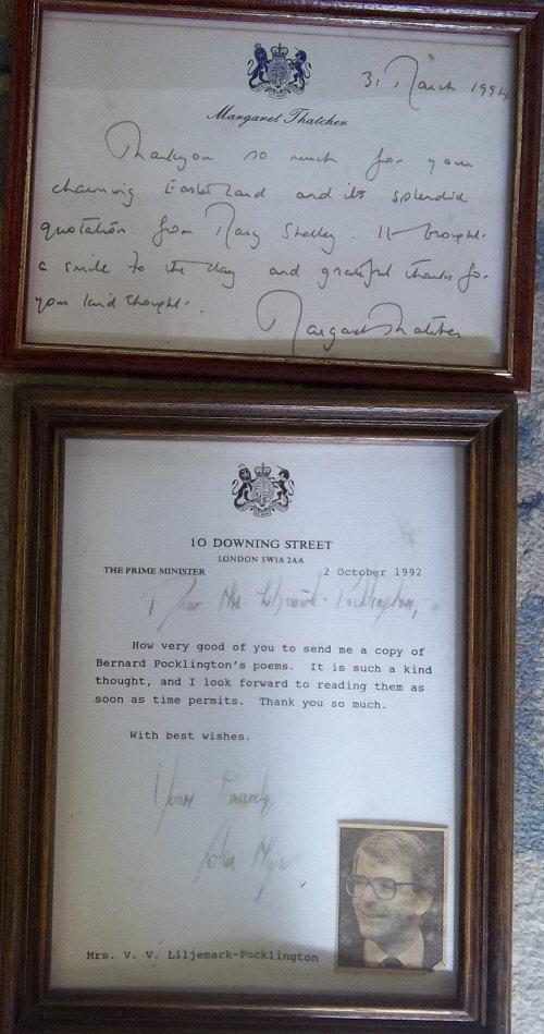 Signed letters by Margaret Thatcher and John Major