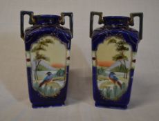 Pr of late 19th / early 20th cent hand painted vases