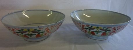 Pr of 19th cent/poss 18th cent Chinese bowls w 21cm