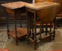 Drop leaf table with barley twist legs with plant stand/occ table