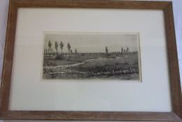 Etching 'Lincolnshire Fens' by Walter Wm Burgess 1881 44 cm x 31.5 cm