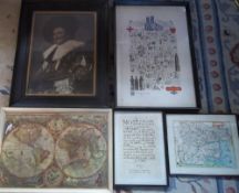 Various prints inc limited edition map of Lincolnshire