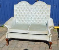 2 seater button back sofa with ball & claw feet (shipping only)