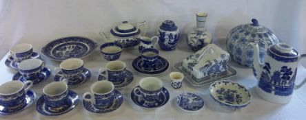 Various blue & white ceramics inc Spode, Myott & Adderley