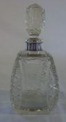 Sm scent bottle with silver collar 14.5 cm (hallmarks indistinguishable)