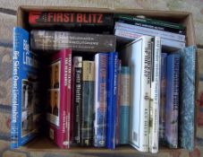 Box of assorted RAF/war books inc Aircraft of the Royal Airforce since 1918 & Lincolnshire Airfields