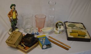 Glass vases, Beswick vase, dressing table set etc