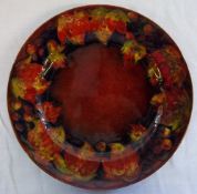 Moorcroft flambe leaf & berry plate signed W Moorcroft 21 cm