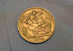 1914 22ct gold half sovereign